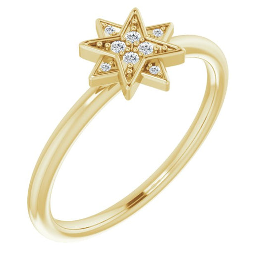 14K Yellow .04 CTW Diamond Star Ring