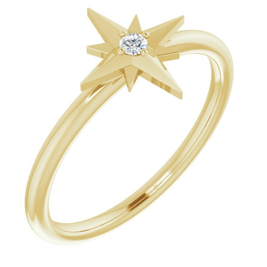 14K Yellow .03 CT Diamond Star Ring