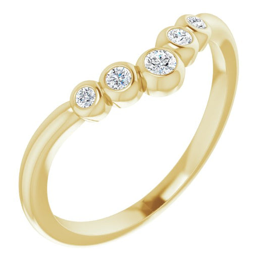14K Yellow 1/10 CTW Diamond Bezel-Set Graduated V Ring
