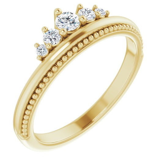 14K Yellow 1/5 CTW Diamond Stackable Crown Ring