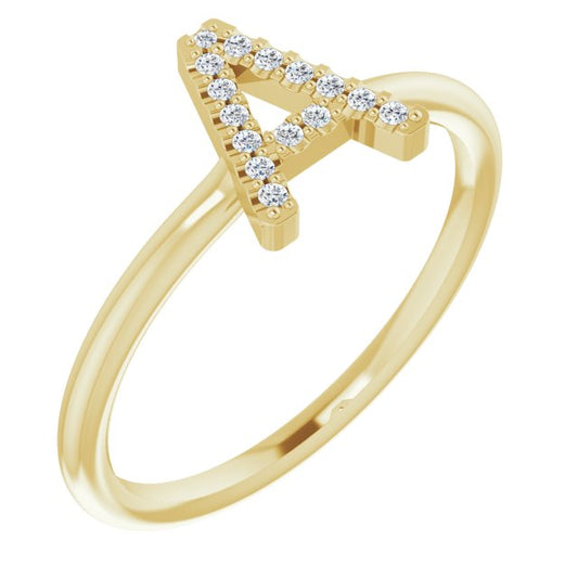 14K Yellow .07 CTW Diamond Initial A Ring