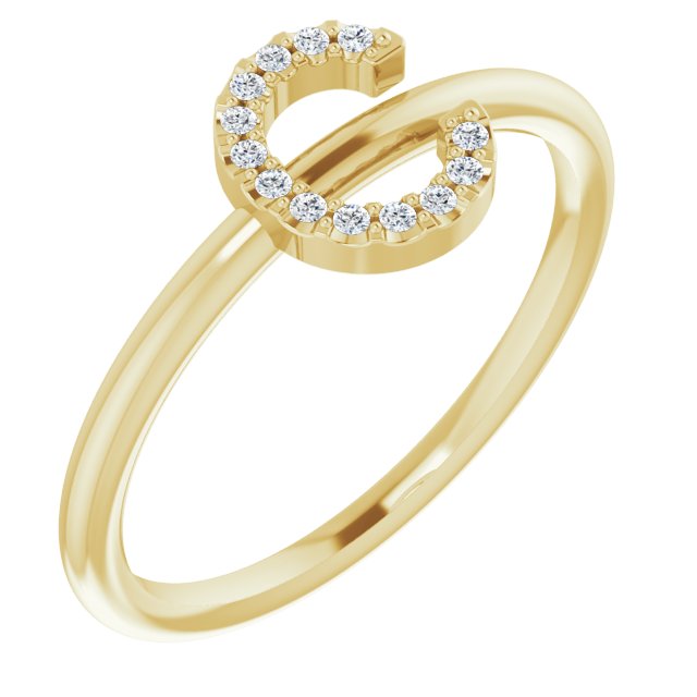 14K Yellow .05 CTW Diamond Initial C Ring