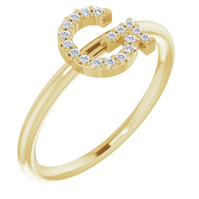 14K Yellow .08 CTW Diamond Initial G Ring