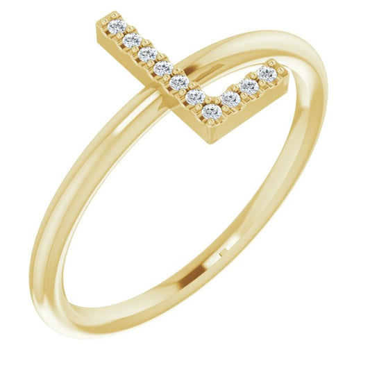 14K Yellow .05 CTW Diamond Initial L Ring
