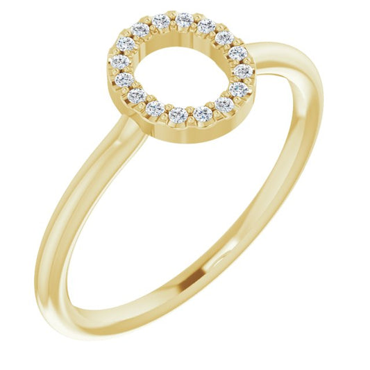 14K Yellow .08 CTW Diamond Initial O Ring