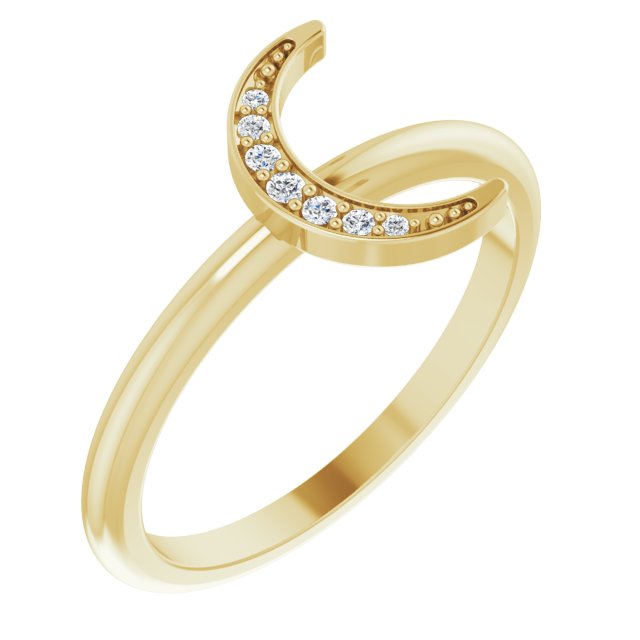14K Yellow .04 CTW Diamond Stackable Crescent Ring