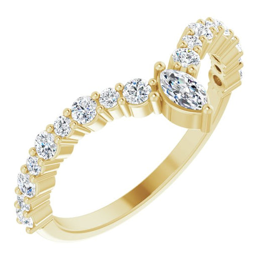 14K Yellow 1/2 CTW Diamond V Ring