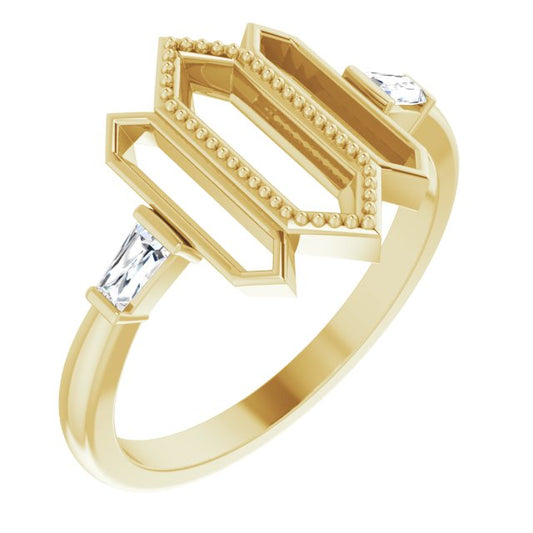 14K Yellow 1/8 CTW Diamond Geometric Ring