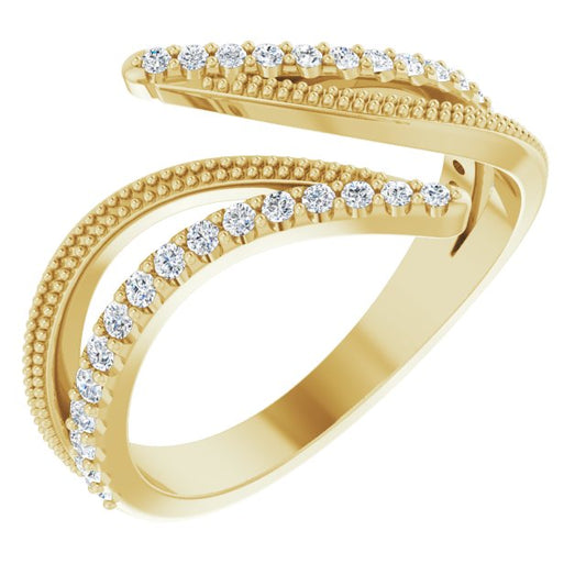 14K Yellow 1/4 CTW Diamond Bypass Ring