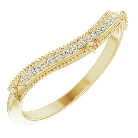 14K Yellow .04 CTW Diamond Vintage-Inspired  Matching Band