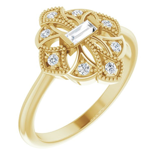 14K Yellow 1/6 CTW Diamond Vintage-Inspired Ring