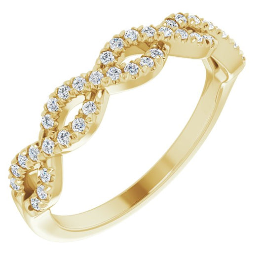 14K Yellow 1/6 CTW French-Set Twist-Style Diamond Anniversary Band