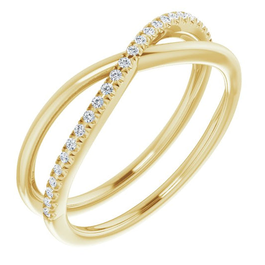 14K Yellow 1/10 CTW Diamond Criss-Cross Ring