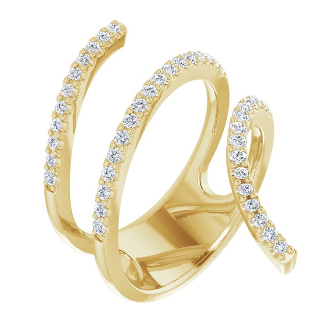 14K Yellow 1/2 CTW Diamond Spiral Wrap Ring