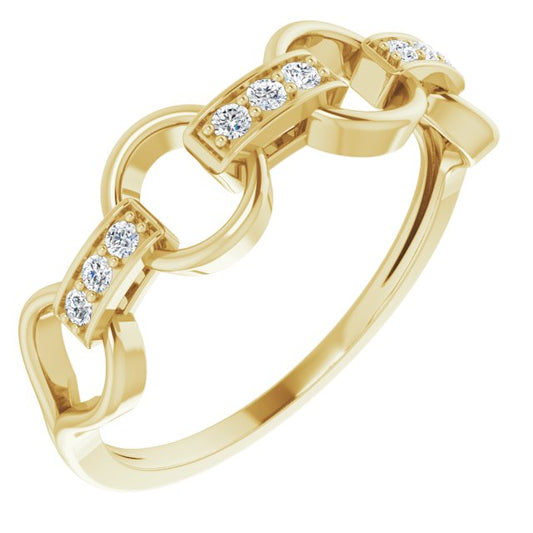 14K Yellow 1/10 CTW Diamond Link Ring