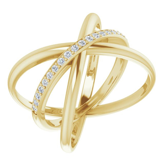 14K Yellow 1/6 CTW Diamond Criss-Cross Ring