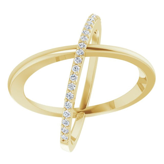 14K Yellow 1/4 CTW Diamond Criss-Cross Ring