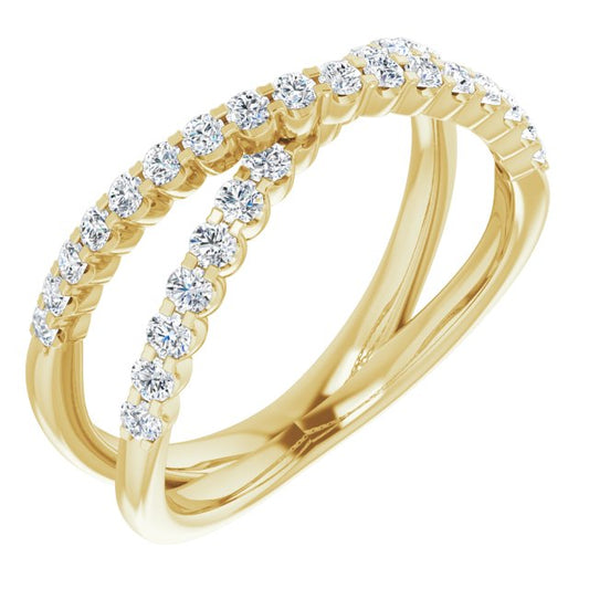 14K Yellow 1/2 CTW Diamond Criss-Cross Ring