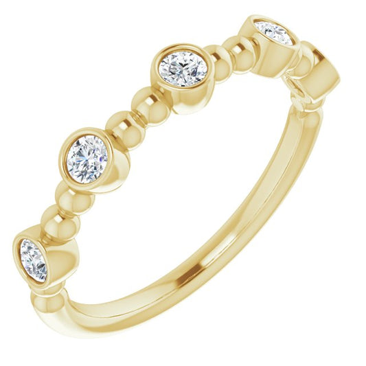 14K Yellow 1/3 CTW Diamond Stackable Bead Ring