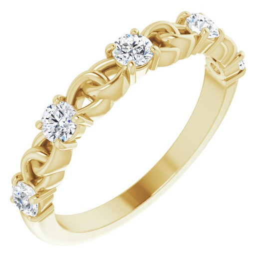 14K Yellow 1/2 CTW Diamond Stackable Link Ring