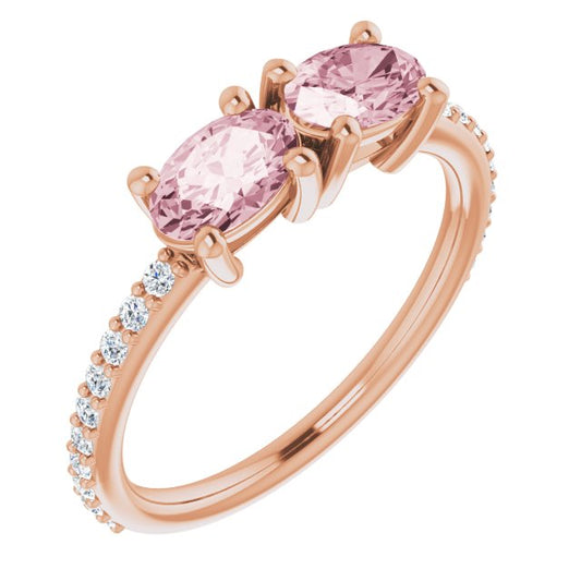 14K Rose Morganite & 1/5 CTW Diamond Ring