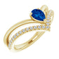 14K Yellow Blue Sapphire & 1/6 CTW Diamond Ring