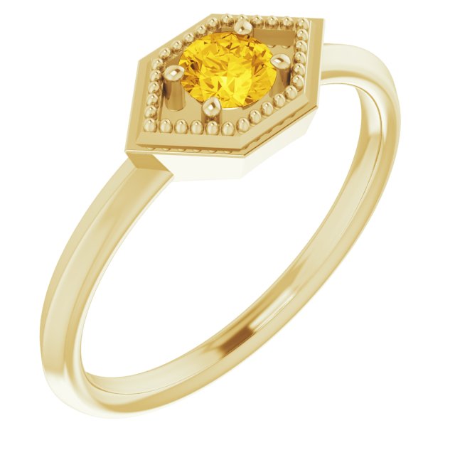 14K Yellow Sapphire Geometric Ring