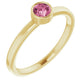 14K Yellow 4 mm Round Pink Tourmaline Ring