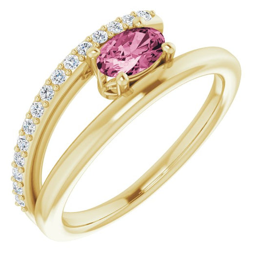 14K Yellow Tourmaline & 1/8 CTW Diamond Ring