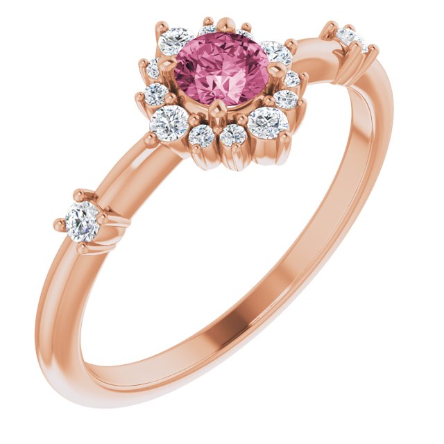 14K Rose Pink Tourmaline & 1/6 CTW Diamond Ring