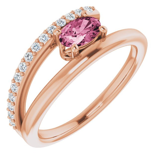 14K Rose Tourmaline & 1/8 CTW Diamond Ring
