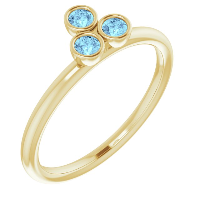 14K Yellow Aquamarine Stackable Ring