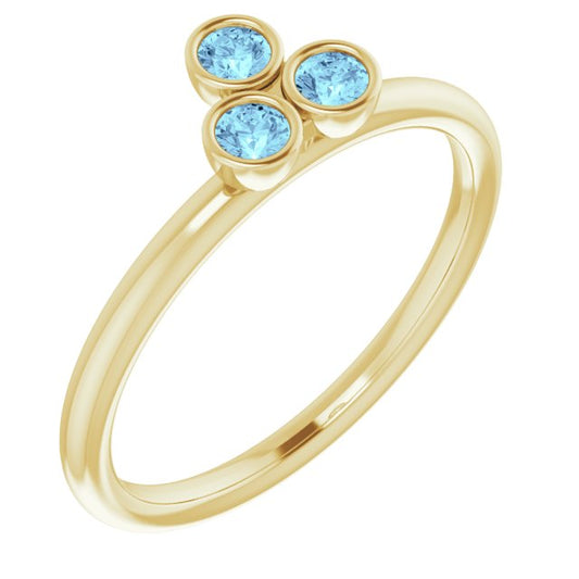 14K Yellow Aquamarine Stackable Ring