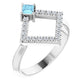 14K White Aquamarine & 1/5 CTW Diamond Geometric Ring
