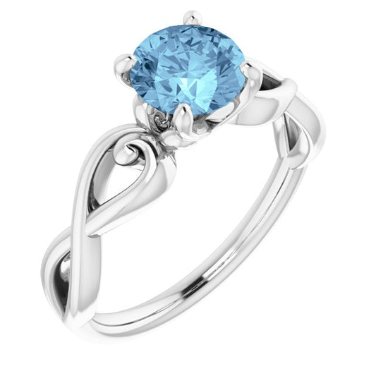 14K White Aquamarine Ring