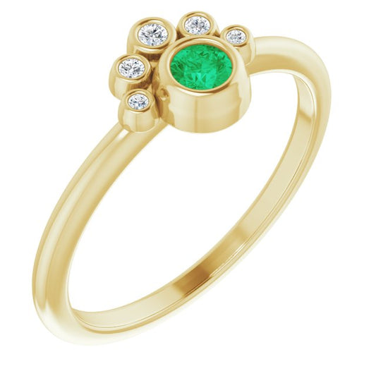 14K Yellow Emerald & .04 CTW Diamond Ring