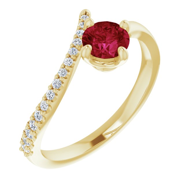 14K Yellow Ruby & 1/10 CTW Diamond Bypass Ring