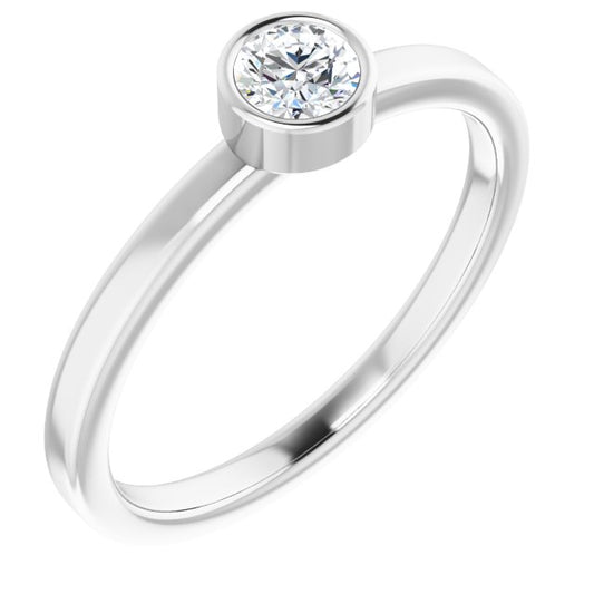 14K White 1/4 CT Diamond Ring