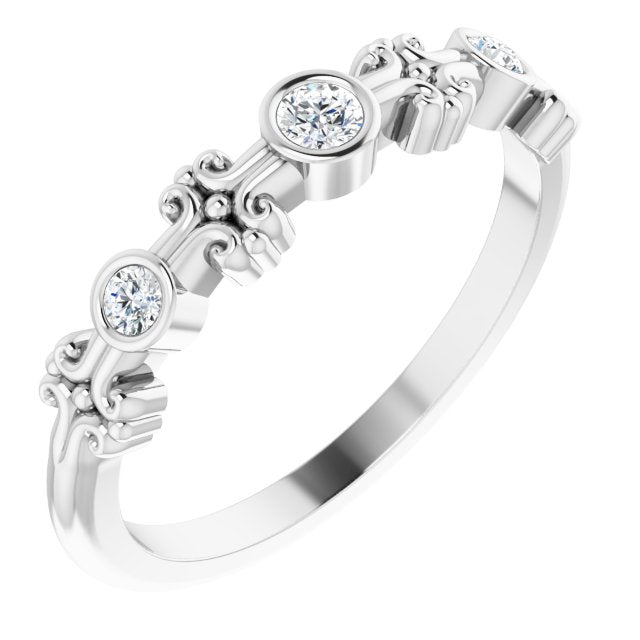 14K White .10 CTW Diamond Bezel-Set Ring