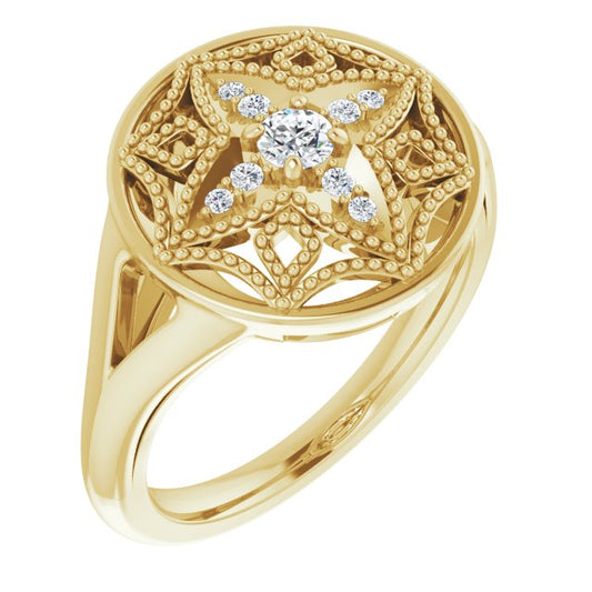 14K Yellow 1/6 CTW Diamond Vintage-Inspired Ring