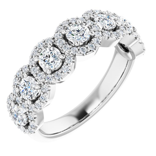 14K White 1 1/5 CTW Diamond Anniversary Band