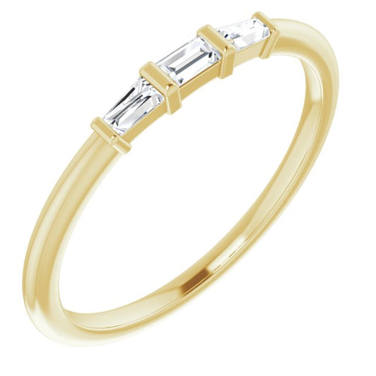14K Yellow 1/6 CTW Diamond Three-Stone Stackable Ring