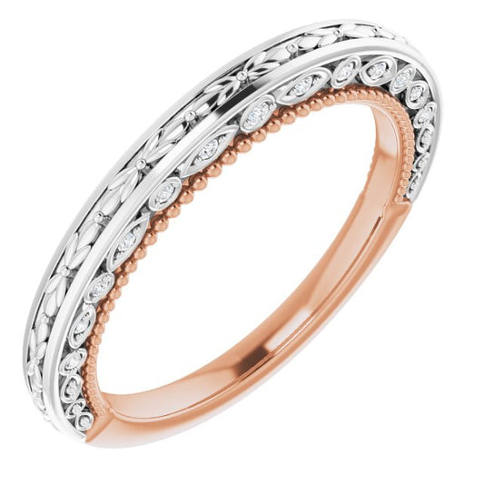 14K White & Rose .07 CTW Diamond Vintage-Inspired Band
