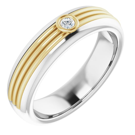 14K White & Yellow .06 CTW Diamond Men's Ring