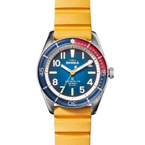 Shinola/detroit Llc 42MM The Duck Blue Dial Canary Yellow Strap Watch