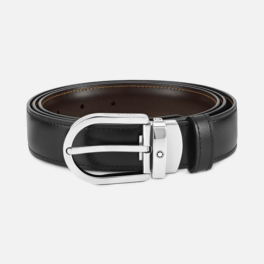 Montblanc Horseshoe buckle black/brown 30 mm reversible leather belt