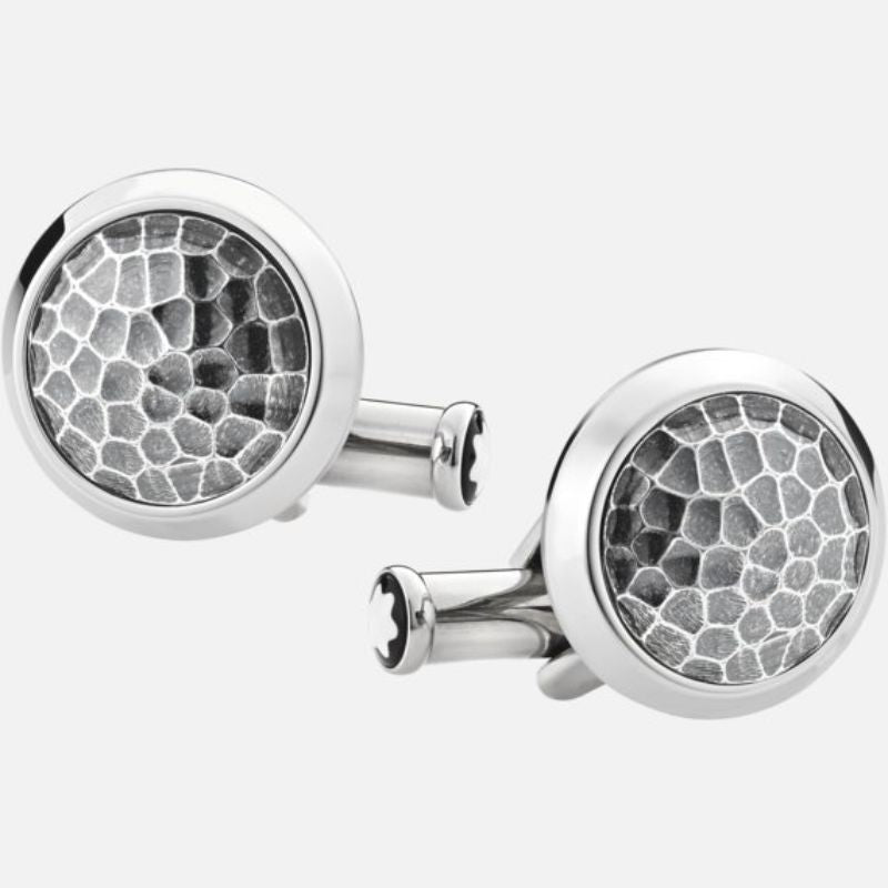 Montblanc Cufflinks, Round In Stainless Steel With Inlay